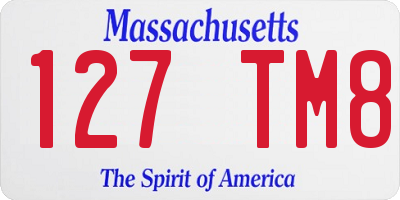 MA license plate 127TM8
