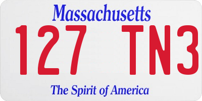 MA license plate 127TN3