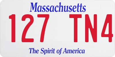 MA license plate 127TN4