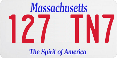 MA license plate 127TN7