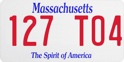 MA license plate 127TO4