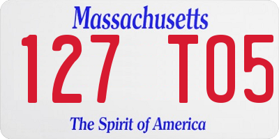 MA license plate 127TO5