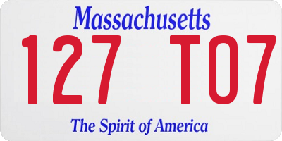 MA license plate 127TO7