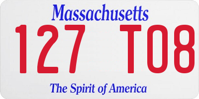 MA license plate 127TO8