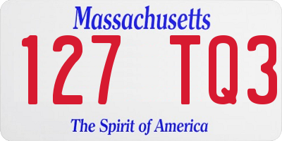 MA license plate 127TQ3
