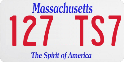 MA license plate 127TS7