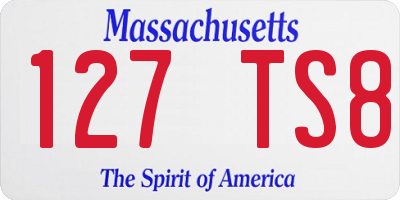 MA license plate 127TS8