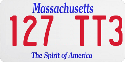 MA license plate 127TT3