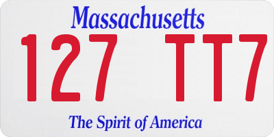 MA license plate 127TT7