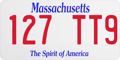 MA license plate 127TT9