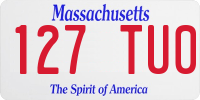 MA license plate 127TU0