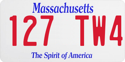 MA license plate 127TW4