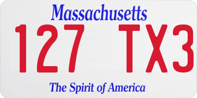 MA license plate 127TX3