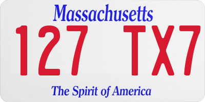 MA license plate 127TX7