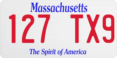 MA license plate 127TX9