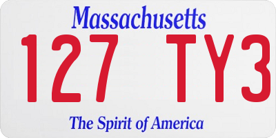 MA license plate 127TY3