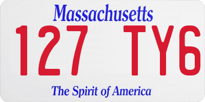 MA license plate 127TY6