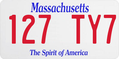 MA license plate 127TY7