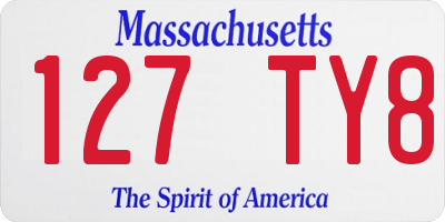 MA license plate 127TY8