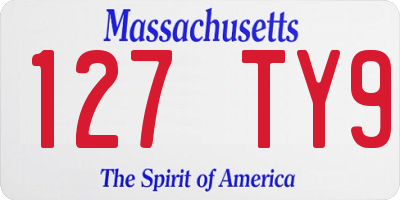 MA license plate 127TY9