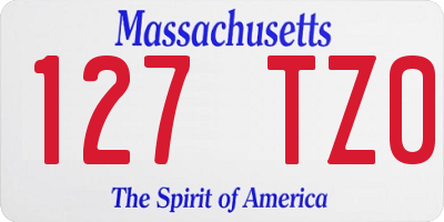 MA license plate 127TZ0