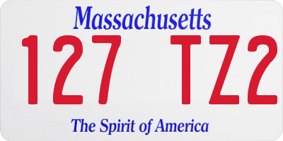 MA license plate 127TZ2