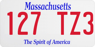 MA license plate 127TZ3
