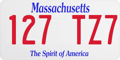 MA license plate 127TZ7