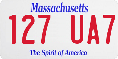 MA license plate 127UA7
