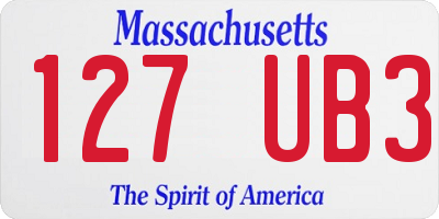 MA license plate 127UB3