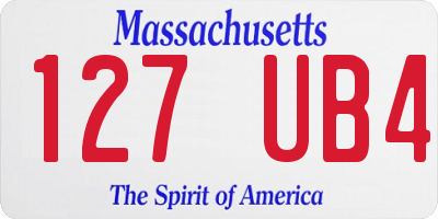 MA license plate 127UB4