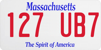 MA license plate 127UB7