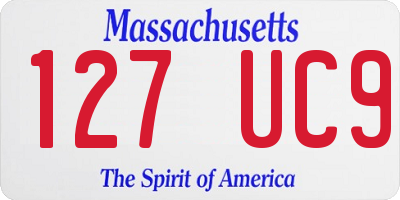 MA license plate 127UC9