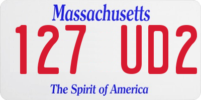 MA license plate 127UD2