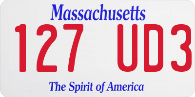 MA license plate 127UD3