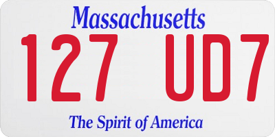 MA license plate 127UD7