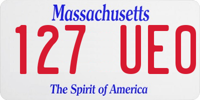 MA license plate 127UE0