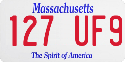 MA license plate 127UF9
