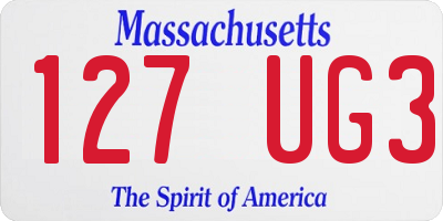 MA license plate 127UG3