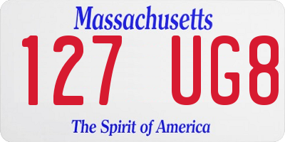 MA license plate 127UG8
