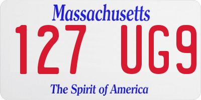 MA license plate 127UG9