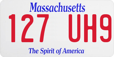 MA license plate 127UH9