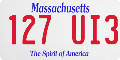 MA license plate 127UI3