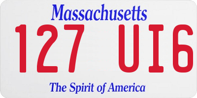 MA license plate 127UI6