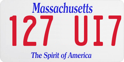 MA license plate 127UI7