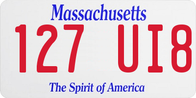 MA license plate 127UI8