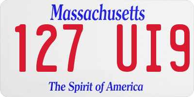 MA license plate 127UI9