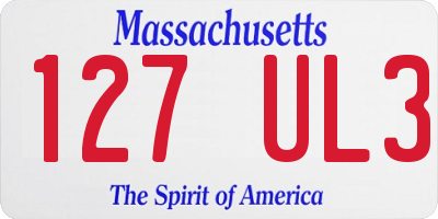 MA license plate 127UL3