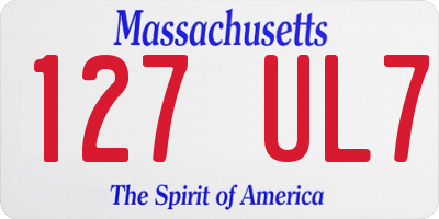 MA license plate 127UL7