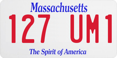 MA license plate 127UM1